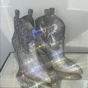 Gianni Bini Sparkling Silver Heeled Boots